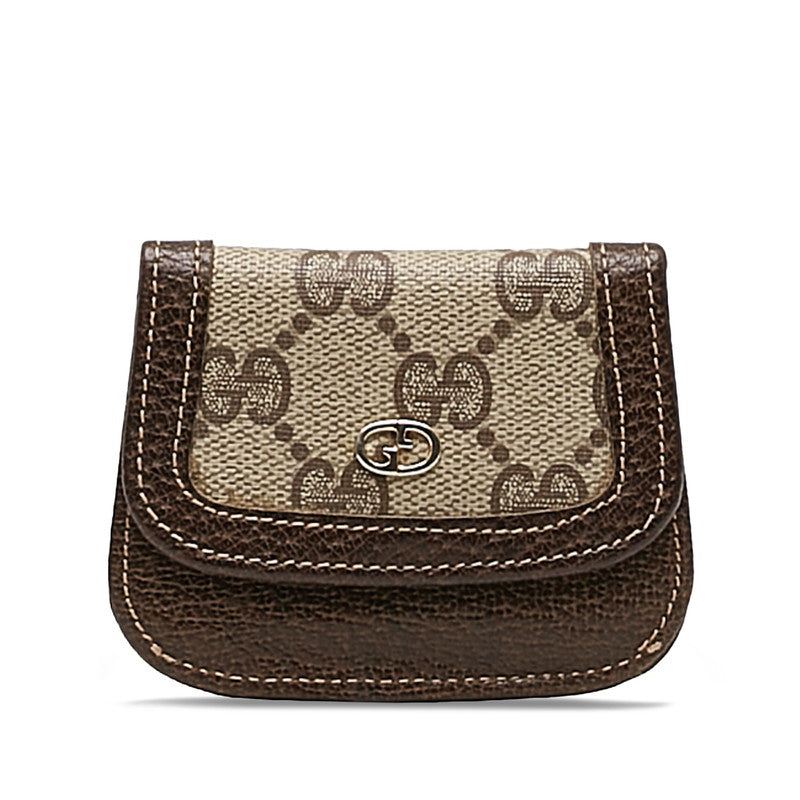 グッチ GGスプリーム コインケース 小銭入れ ベージュ ブラウン PVC レザー レディース GUCCI 【中古】