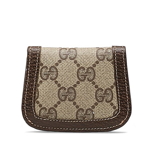 グッチ GGスプリーム コインケース 小銭入れ ベージュ ブラウン PVC レザー レディース GUCCI 【中古】