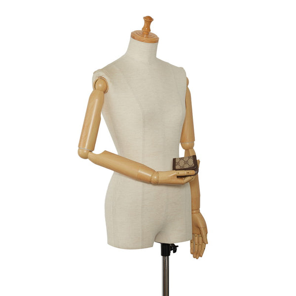 グッチ GGスプリーム コインケース 小銭入れ ベージュ ブラウン PVC レザー レディース GUCCI 【中古】