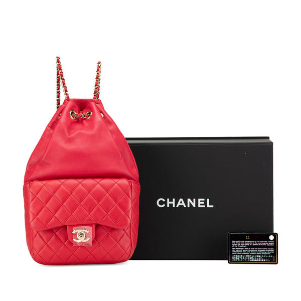 シャネル ココマーク マトラッセ リュック バックパック A94417 レッド ラムスキン レディース CHANEL 【中古】