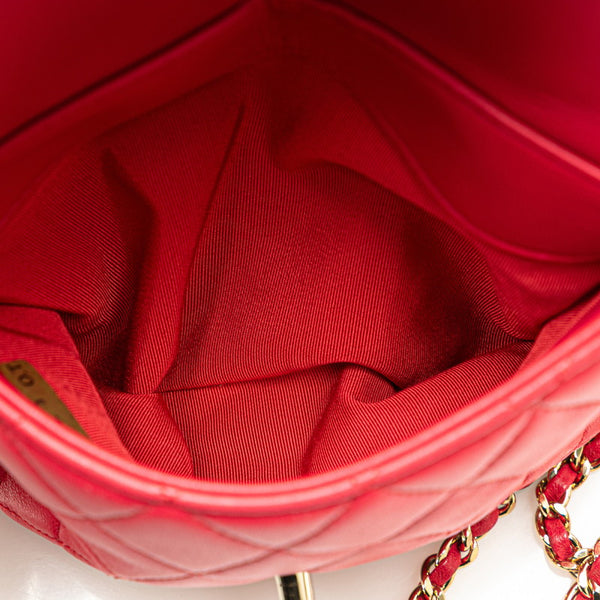 シャネル ココマーク マトラッセ リュック バックパック A94417 レッド ラムスキン レディース CHANEL 【中古】