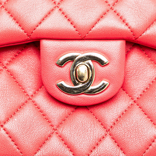 シャネル ココマーク マトラッセ リュック バックパック A94417 レッド ラムスキン レディース CHANEL 【中古】