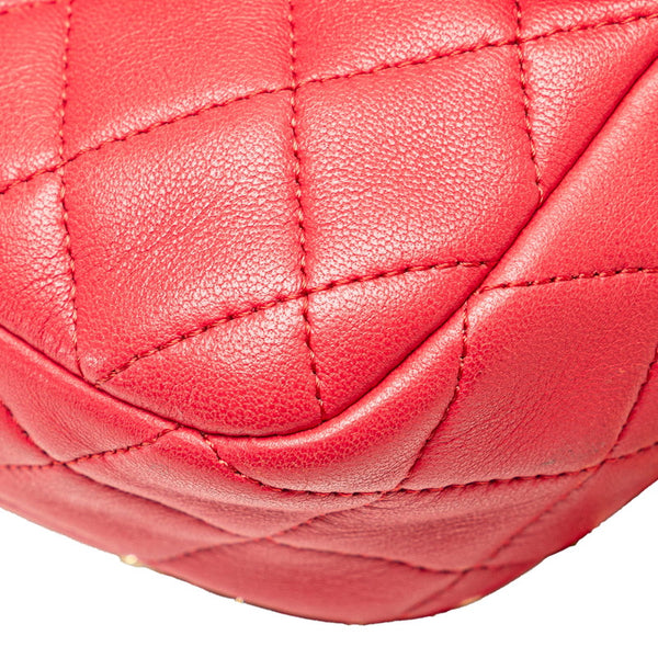 シャネル ココマーク マトラッセ リュック バックパック A94417 レッド ラムスキン レディース CHANEL 【中古】