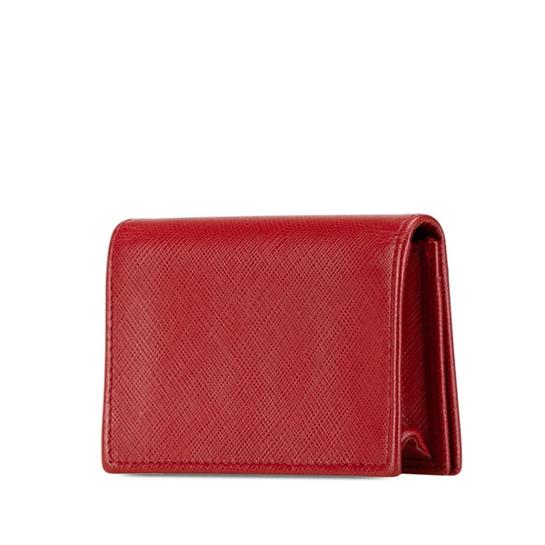 サルヴァトーレフェラガモ サルバトーレ カードケース 名刺入れ レッド ゴールド レザー レディース Salvatore Ferragamo 【中古】