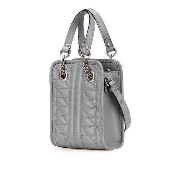 グッチ GGマーモント キルティング ミニ ハンドバッグ ショルダーバッグ 2WAY 696123 グレー レザー レディース GUCCI 【中古】