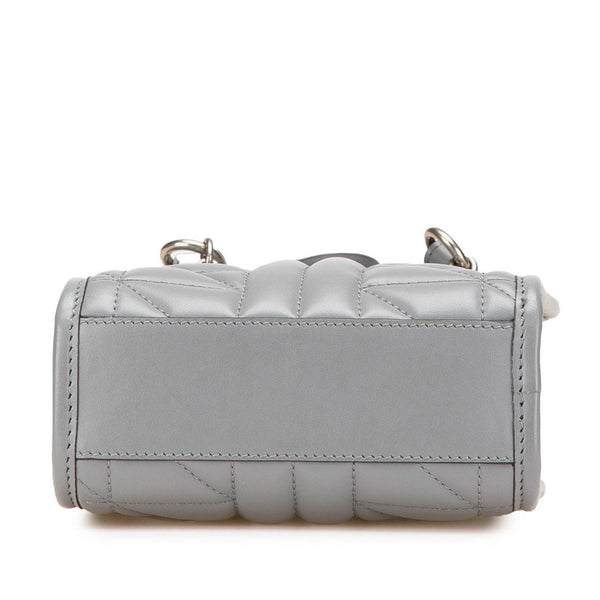 グッチ GGマーモント キルティング ミニ ハンドバッグ ショルダーバッグ 2WAY 696123 グレー レザー レディース GUCCI 【中古】