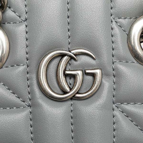 グッチ GGマーモント キルティング ミニ ハンドバッグ ショルダーバッグ 2WAY 696123 グレー レザー レディース GUCCI 【中古】