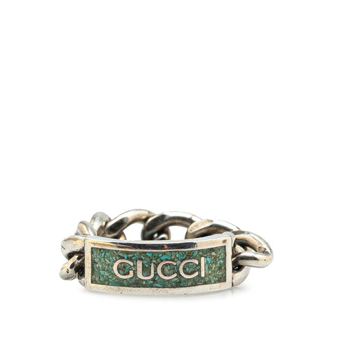 グッチ ロゴ チェーン リング 指輪 #16 SV925 シルバー レディース GUCCI 【中古】