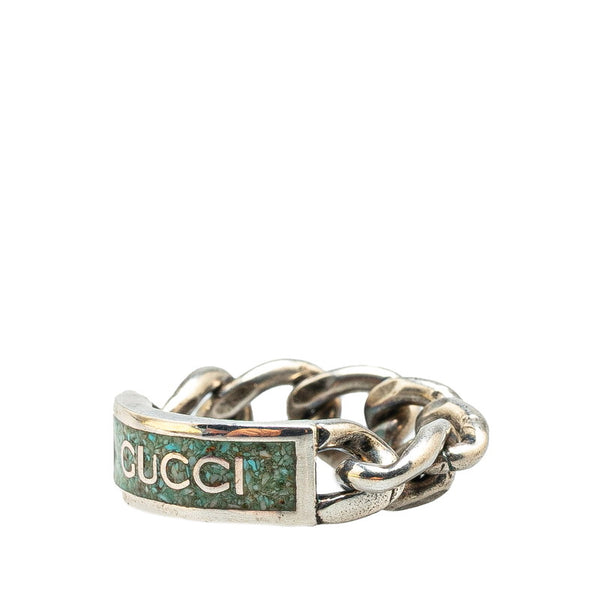 グッチ ロゴ チェーン リング 指輪 #16 SV925 シルバー レディース GUCCI 【中古】