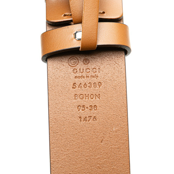 グッチ インターロッキングG ベルト 95/38 546389 ブラウン シルバー レザー メンズ GUCCI 【中古】