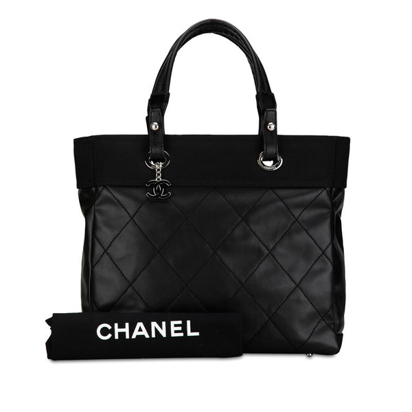 シャネル ココマーク パリビアリッツ トートMM ハンドバッグ トートバッグ A34209 ブラック PVC キャンバス レディース CHANEL 【中古】