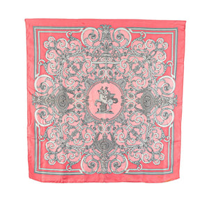 エルメス カレ90 LES TUILERIES チュルリー公園 スカーフ ピンク グレー シルク レディース HERMES 【中古】