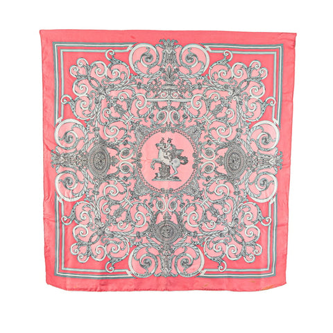 エルメス カレ90 LES TUILERIES チュルリー公園 スカーフ ピンク グレー シルク レディース HERMES 【中古】