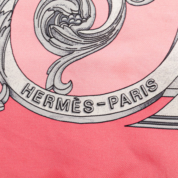 エルメス カレ90 LES TUILERIES チュルリー公園 スカーフ ピンク グレー シルク レディース HERMES 【中古】
