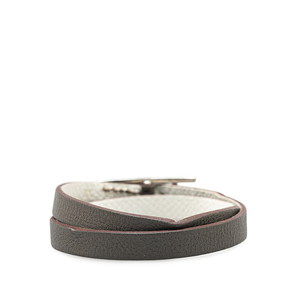 エルメス ビーアピ XS ドゥブルトゥール ブレスレット グレー ホワイト スイフト ヴォーエプソン レディース HERMES 【中古】