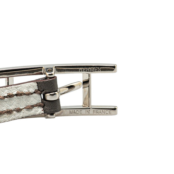 エルメス ビーアピ XS ドゥブルトゥール ブレスレット グレー ホワイト スイフト ヴォーエプソン レディース HERMES 【中古】