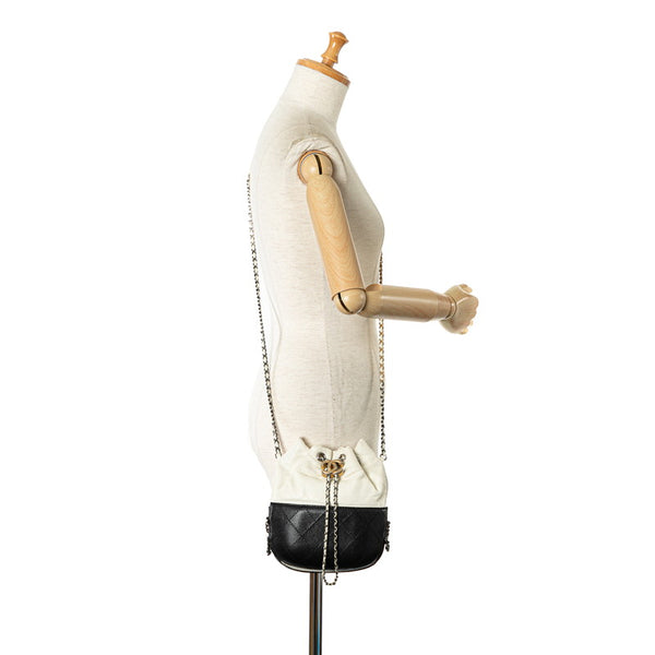 シャネル ココマーク ガブリエルドゥ シャネル パースバッグ 巾着 ショルダーバッグ A98787 ブラック ホワイト レザー レディース CHANEL 【中古】