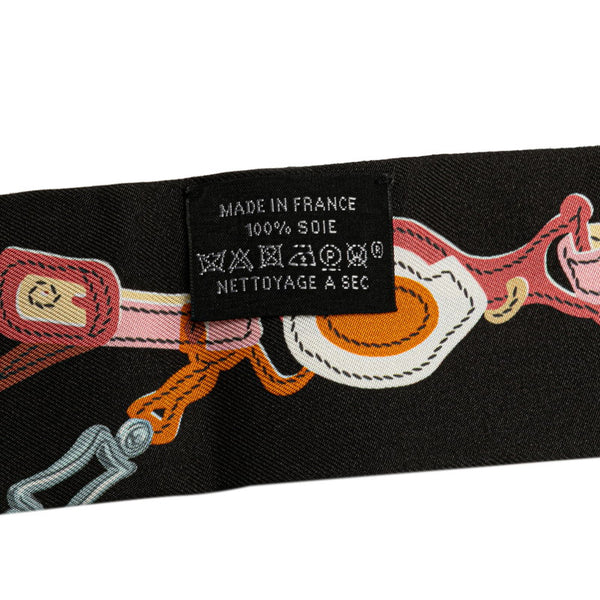 エルメス ツイリー Brides de Gala Applique Pique ブリッドドゥガラ アップリケピケ スカーフ ブラック マルチカラー シルク レディース HERMES 【中古】