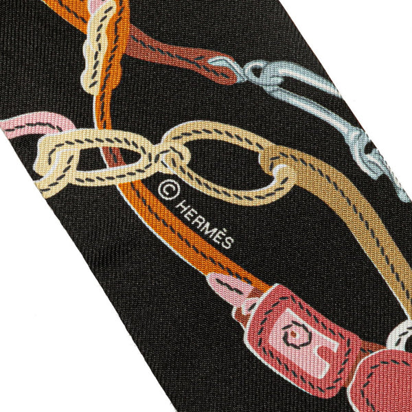 エルメス ツイリー Brides de Gala Applique Pique ブリッドドゥガラ アップリケピケ スカーフ ブラック マルチカラー シルク レディース HERMES 【中古】
