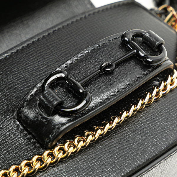 グッチ ミニホースビット ショルダーバッグ 725863 ブラック PVC レザー レディース GUCCI 【中古】