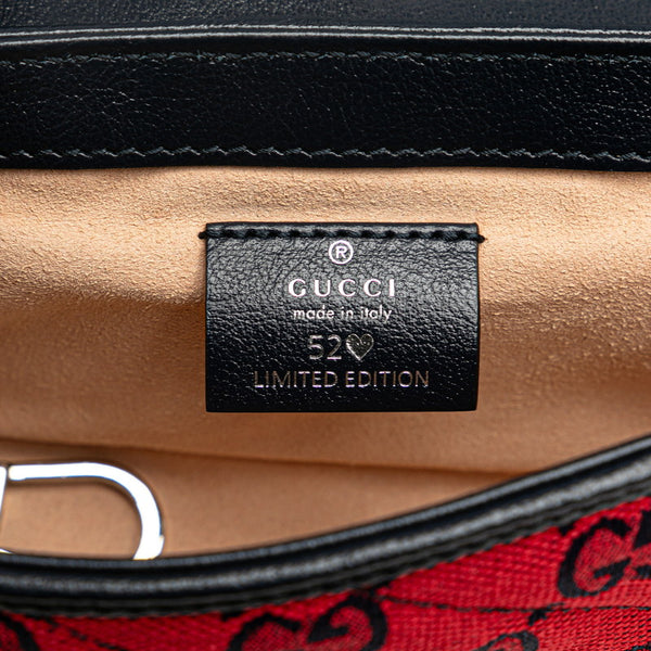 グッチ GGキャンバス GGマーモント チェーンショルダーバッグ 661332 レッド ネイビー キャンバス レザー レディース GUCCI 【中古】