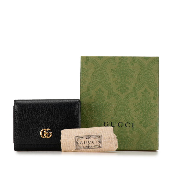 グッチ GGマーモント ダブルG 三つ折り財布 コンパクトウォレット   474746 ブラック レザー レディース GUCCI 【中古】