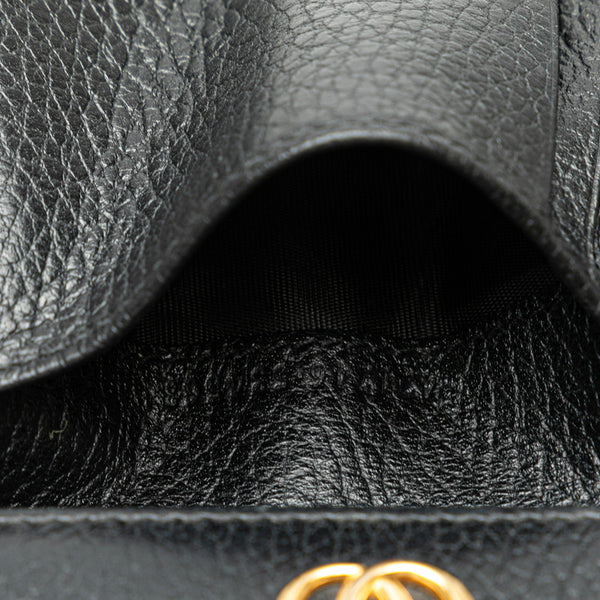 グッチ GGマーモント ダブルG 三つ折り財布 コンパクトウォレット   474746 ブラック レザー レディース GUCCI 【中古】