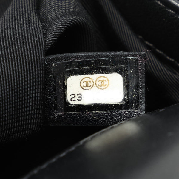 シャネル Vステッチ ボーイシャネル ココマーク チェーン ショルダーバッグ ブラック ゴールド キャンバス ラムスキン レディース CHANEL 【中古】