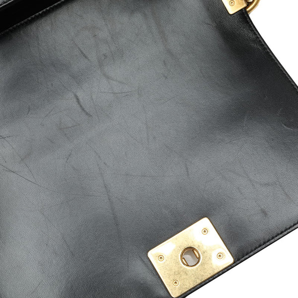 シャネル Vステッチ ボーイシャネル ココマーク チェーン ショルダーバッグ ブラック ゴールド キャンバス ラムスキン レディース CHANEL 【中古】