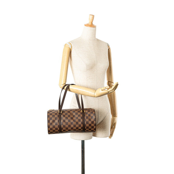 ルイ ヴィトン ダミエ パピヨン30 ハンドバッグ N51303 ブラウン PVC レザー レディース LOUIS VUITTON 【中古】