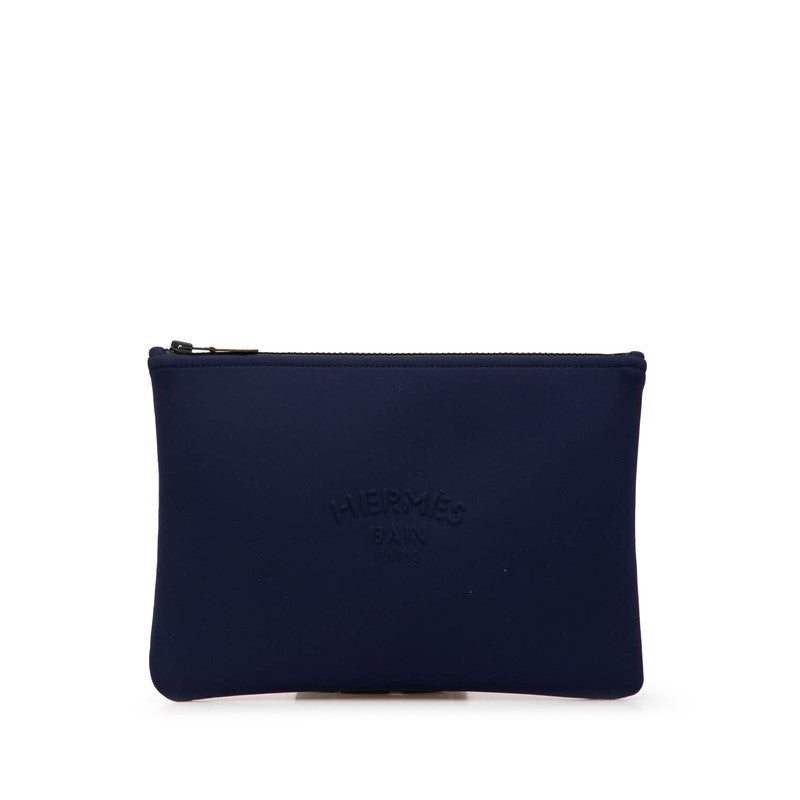 エルメス トゥルース フラット ネオバンMM ポーチ ネイビー ポリアミド レディース HERMES 【中古】