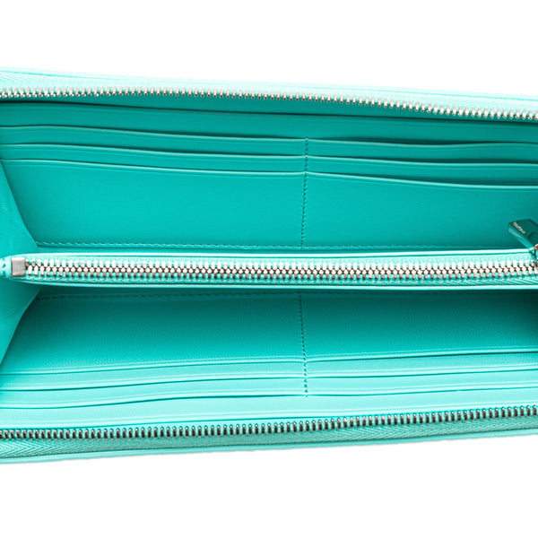 ティファニー リターン トゥ ティファニー ラージ ジップ ウォレット 長財布 ティファニーブルー レザー レディース TIFFANY&Co. 【中古】