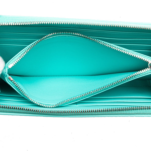 ティファニー リターン トゥ ティファニー ラージ ジップ ウォレット 長財布 ティファニーブルー レザー レディース TIFFANY&Co. 【中古】