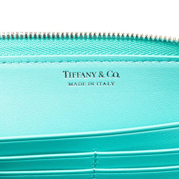 ティファニー リターン トゥ ティファニー ラージ ジップ ウォレット 長財布 ティファニーブルー レザー レディース TIFFANY&Co. 【中古】