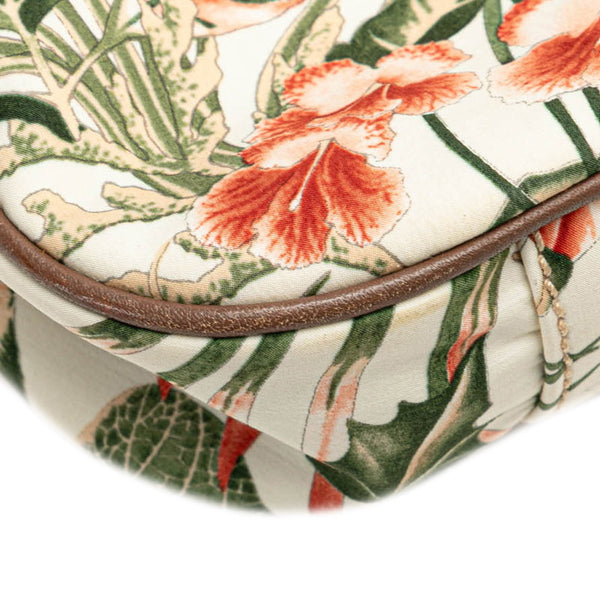 サルヴァトーレフェラガモ ガンチーニ ヒョウ ボタニカル ハンドバッグ AU-21 D152 ホワイト マルチカラー ナイロン レザー レディース Salvatore Ferragamo 【中古】