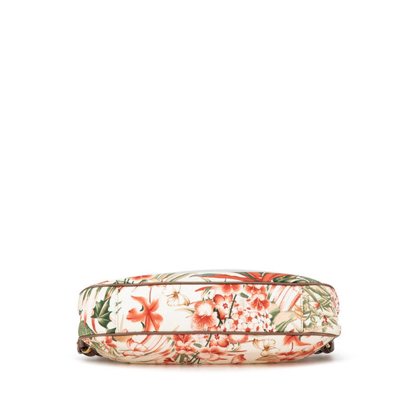 サルヴァトーレフェラガモ ガンチーニ ヒョウ ボタニカル ハンドバッグ AU-21 D152 ホワイト マルチカラー ナイロン レザー レディース Salvatore Ferragamo 【中古】