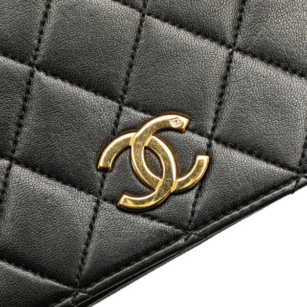 シャネル マトラッセ ココマーク チェーン ショルダーバッグ ブラック ラムスキン レディース CHANEL 【中古】