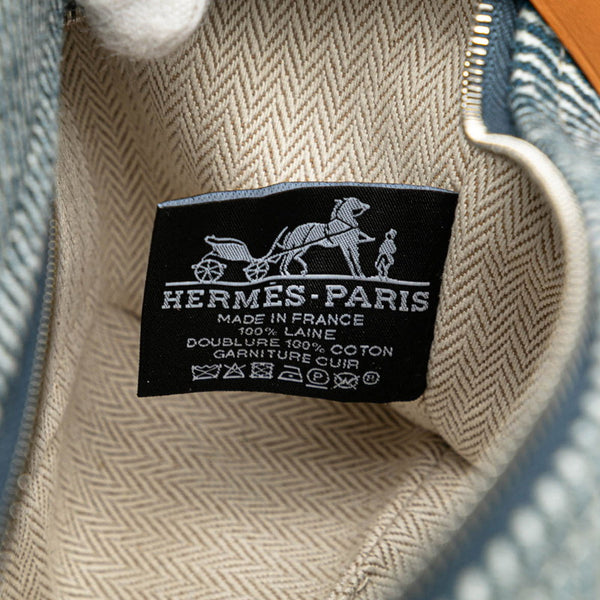 エルメス ブリッド ア ブラックPM ハンドバッグ ネイビー グリーン ウール コットン レディース HERMES 【中古】