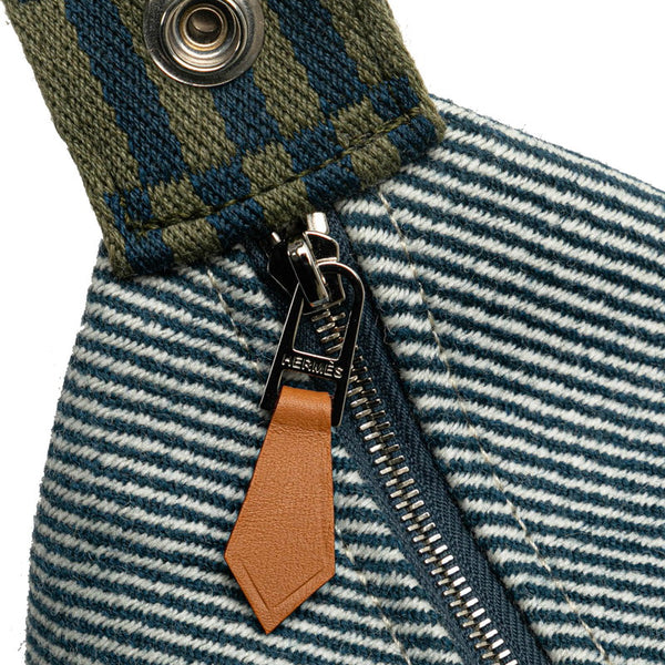 エルメス ブリッド ア ブラックPM ハンドバッグ ネイビー グリーン ウール コットン レディース HERMES 【中古】