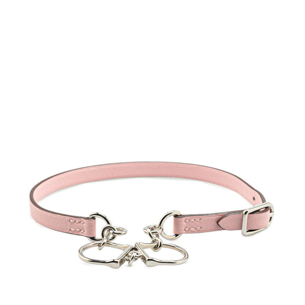 エルメス エトリエ ドゥブルトゥール ブレスレット ピンク シルバー レザー レディース HERMES 【中古】