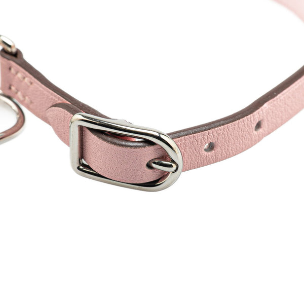 エルメス エトリエ ドゥブルトゥール ブレスレット ピンク シルバー レザー レディース HERMES 【中古】