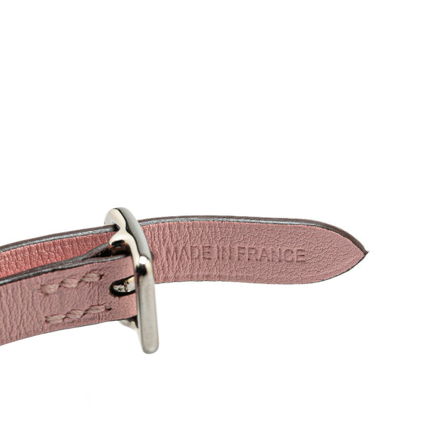 エルメス エトリエ ドゥブルトゥール ブレスレット ピンク シルバー レザー レディース HERMES 【中古】