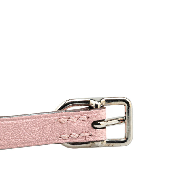 エルメス エトリエ ドゥブルトゥール ブレスレット ピンク シルバー レザー レディース HERMES 【中古】