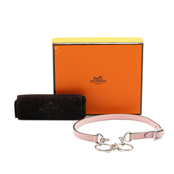 エルメス エトリエ ドゥブルトゥール ブレスレット ピンク シルバー レザー レディース HERMES 【中古】