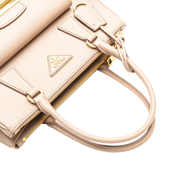 プラダ 三角ロゴプレート サフィアーノラックス ハンドバッグ ショルダーバッグ 2WAY 1BA256 ベージュ レザー レディース PRADA 【中古】