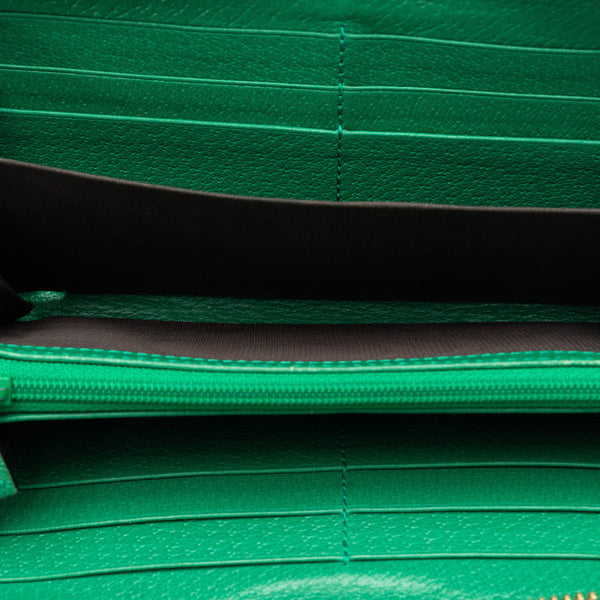 グッチ GGスプリーム GGフローラ オフィディア LIMITED EDITION ラウンドファスナー 長財布 523154 グリーン マルチカラー PVC レザー レディース GUCCI 【中古】