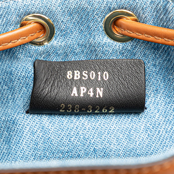 フェンディ ズッカ ミニ モントレゾール ハンドバッグ ショルダーバッグ 2WAY 8BS010 ライトブルー ブラウン デニム レザー レディース FENDI 【中古】