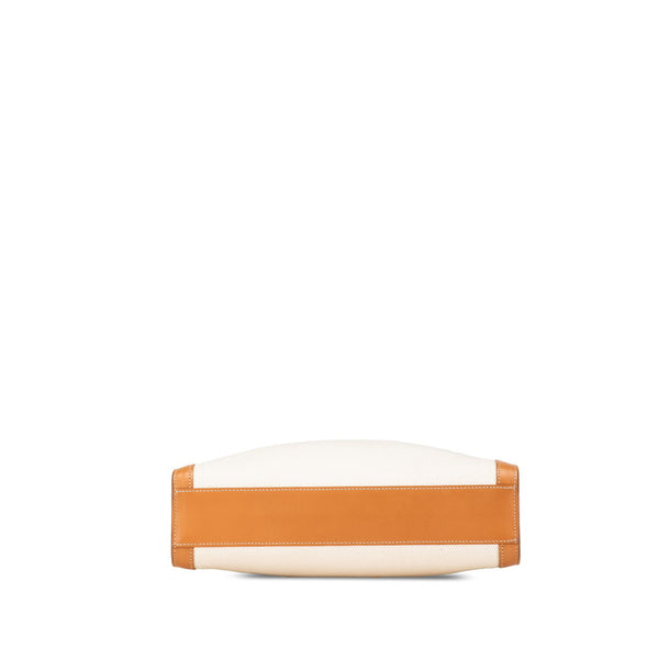 セリーヌ バーティカルカバ スモール トートバッグ ショルダーバッグ 2WAY ホワイト ブラウン キャンバス レザー レディース CELINE 【中古】
