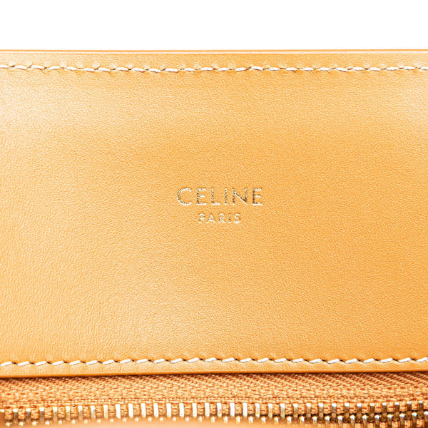 セリーヌ バーティカルカバ スモール トートバッグ ショルダーバッグ 2WAY ホワイト ブラウン キャンバス レザー レディース CELINE 【中古】