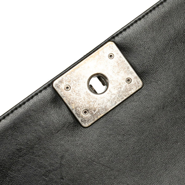 シャネル ココマーク マトラッセ ボーイシャネル25 斜め掛け チェーン ショルダーバッグ ブラック ラムスキン レディース CHANEL 【中古】